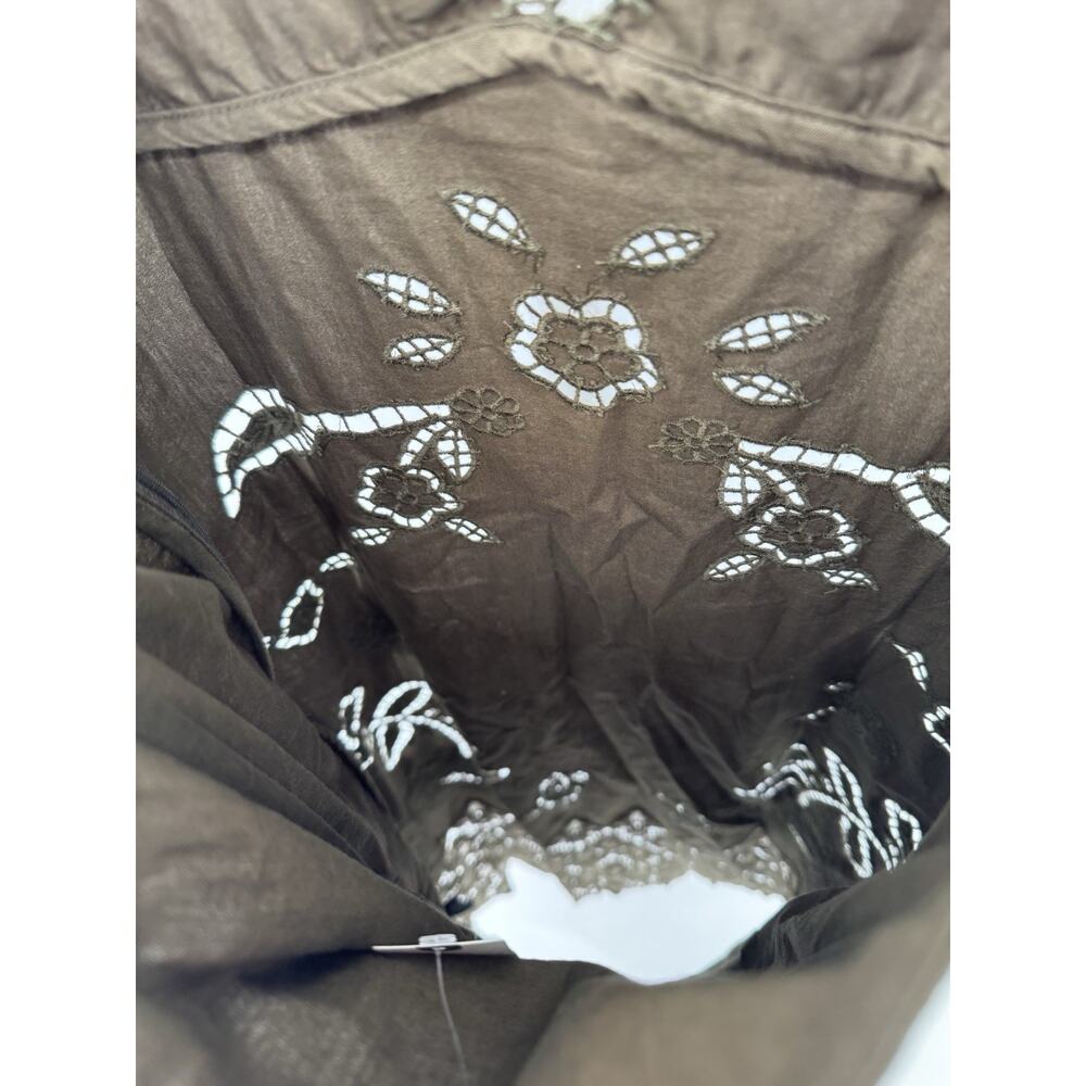 Embroidered Sun Dress Anthropologie Brown Eyelet Cutouts Medium NWT MSRP $138 - Picture 10 of 16